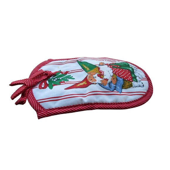 Gnomes Kissing Under Mistletoe Vintage 1979 Unieboek B.V. Holiday Oven Mitt GUC - Picture 7 of 14